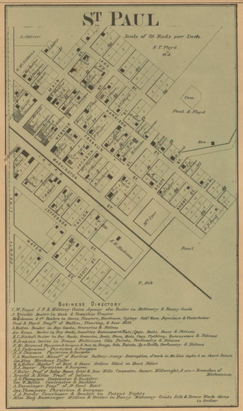 St. Paul Village - Adams Indiana 1867 Old Town Map Custom Print  Decatur Co.