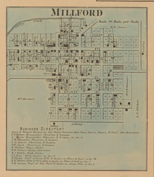 Milford Village - Clay Indiana 1867 Old Town Map Custom Print  Decatur Co. Milford Village - Clay Indiana 1867 Old Town Map Custom Print  Decatur Co.