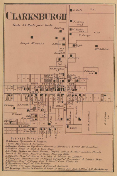 Clarksburgh Village - Fugit Indiana 1867 Old Town Map Custom Print  Decatur Co. Clarksburgh Village - Fugit Indiana 1867 Old Town Map Custom Print  Decatur Co.