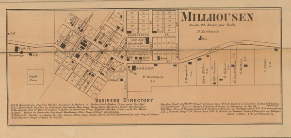Millhousen Village - Marion Indiana 1867 Old Town Map Custom Print  Decatur Co. Millhousen Village - Marion Indiana 1867 Old Town Map Custom Print  Decatur Co.
