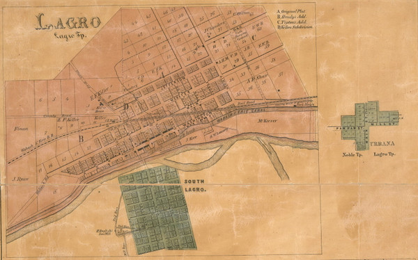Largo Village, Largo, Indiana 1861 Old Town Map Custom Print  Wabash Co.