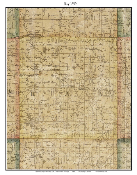 Ray, Michigan 1859 Old Town Map Custom Print - Macomb Co.