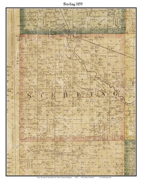 Sterling, Michigan 1859 Old Town Map Custom Print - Macomb Co.