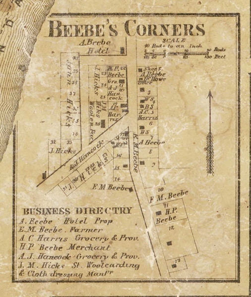Beebes Corners Village, Richmond, Michigan 1859 Old Town Map Custom Print - Macomb Co.