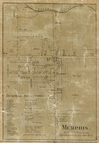 Memphis Village, Richmond, Michigan 1859 Old Town Map Custom Print - Macomb Co. Memphis Village, Richmond, Michigan 1859 Old Town Map Custom Print - Macomb Co.