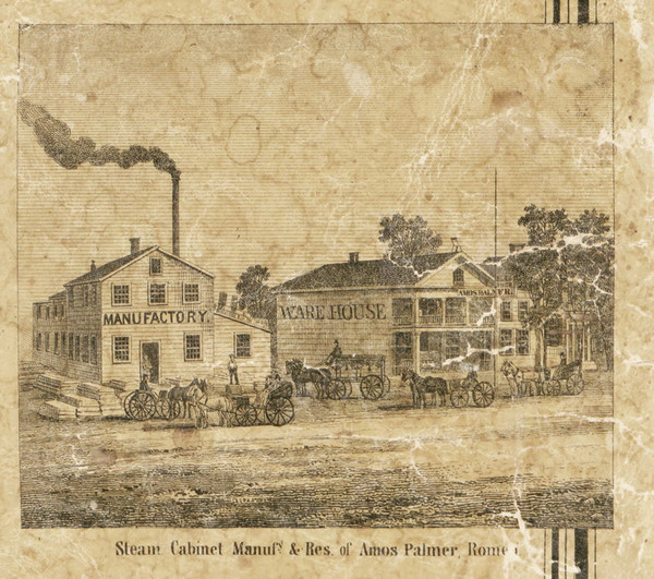 Steam Cabinet Manufactury, Romeo, Bruce & Washington, Michigan 1859 Old Town Map Custom Print - Macomb Co.