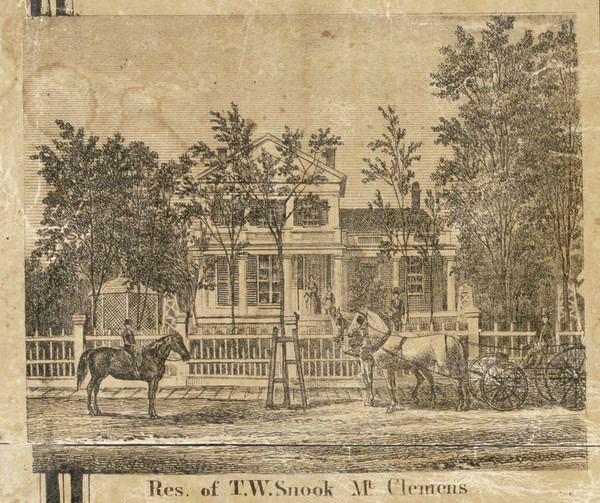 Snook Residence, Mt. Clemens, Clinton, Michigan 1859 Old Town Map Custom Print - Macomb Co.