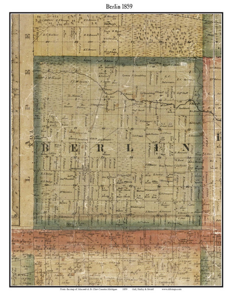 Berlin, Michigan 1859 Old Town Map Custom Print - St. Claire Co.