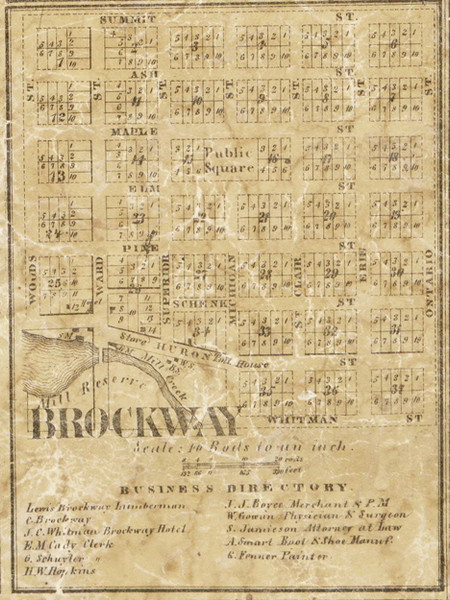 Brockway Village, Brockway, Michigan 1859 Old Town Map Custom Print - St. Claire Co.
