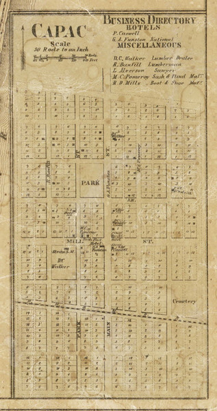 Capac, Mussey, Michigan 1859 Old Town Map Custom Print - St. Clair Co.