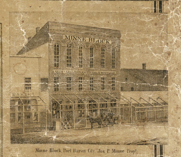 Minnie Block, Port Huron City, Port Huron, Michigan 1859 Old Town Map Custom Print - St. Claire Co.