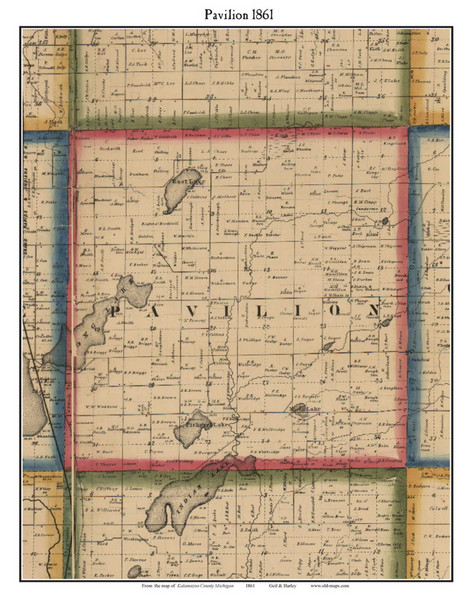 Pavilion, Michigan 1861 Old Town Map Custom Print - Kalamazoo Co.