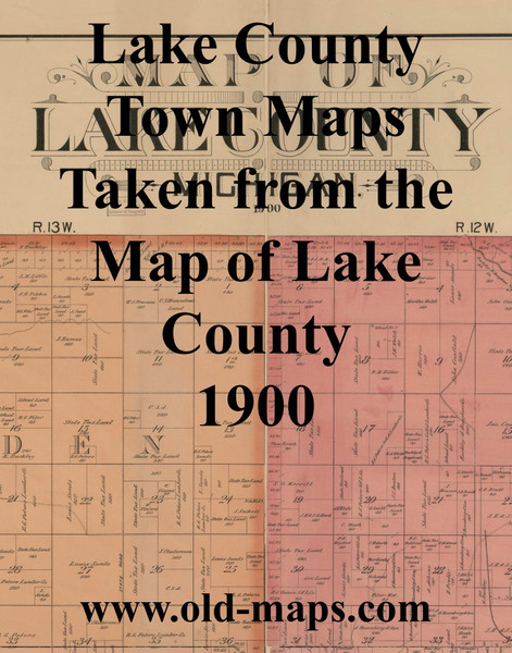 Map Cartouche, Lake Co. Michigan 1900 Old Town Map Custom Print - Lake Co.