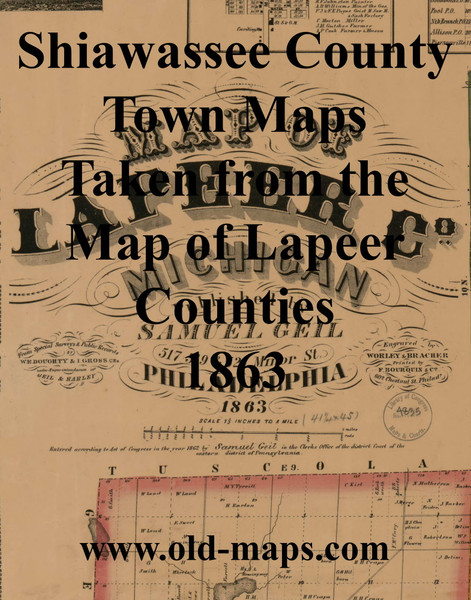 Map Cartouche, Lapeer Co. Michigan 1863 Old Town Map Custom Print - Lapeer Co.