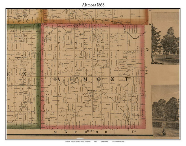Altmont, Michigan 1863 Old Town Map Custom Print - Lapeer Co. Altmont, Michigan 1863 Old Town Map Custom Print - Lapeer Co.