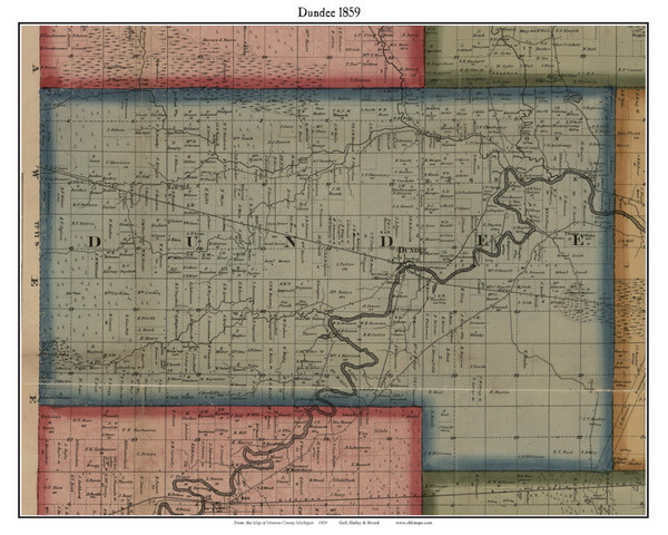 Dundee, Michigan 1859 Old Town Map Custom Print - Monroe Co.