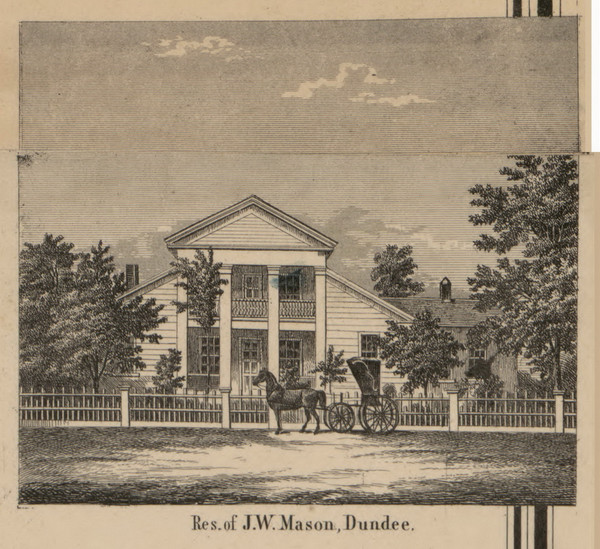 Mason Residence, Dundee, Michigan 1859 Old Town Map Custom Print - Monroe Co.