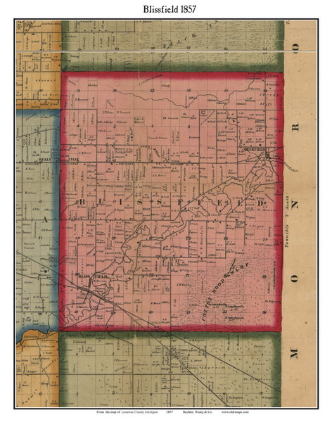 Blissfield, Michigan 1857 Old Town Map Custom Print - Lenawee Co.