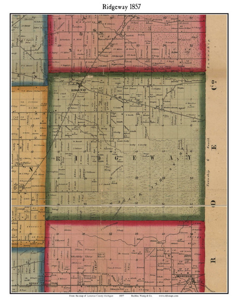 Ridgeway, Michigan 1857 Old Town Map Custom Print - Lenawee Co.