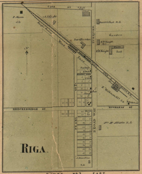 Riga Village, Riga, Michigan 1857 Old Town Map Custom Print - Lenawee Co. Riga Village, Riga, Michigan 1857 Old Town Map Custom Print - Lenawee Co.