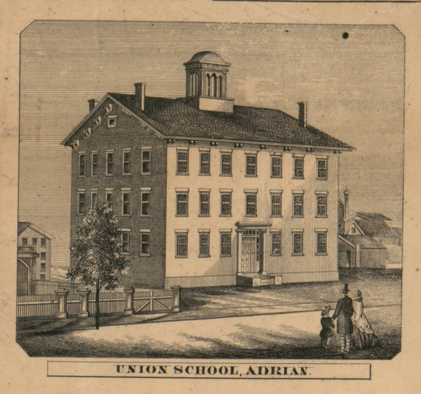 Union School, Adrian, Michigan 1857 Old Town Map Custom Print - Lenawee Co.