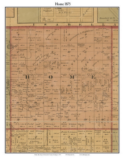 Home, Michigan 1875 Old Town Map Custom Print - Montcalm Co.