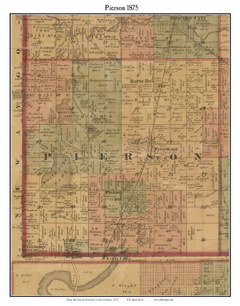 Pierson, Michigan 1875 Old Town Map Custom Print - Montcalm Co.