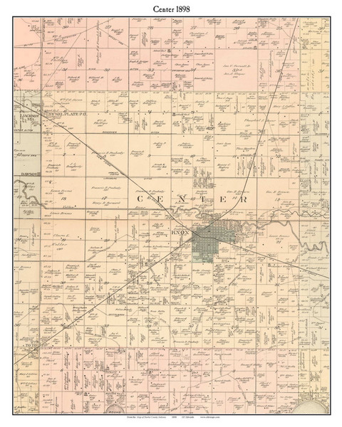 Center, Indiana 1898 Old Town Map Custom Print - Starke Co.