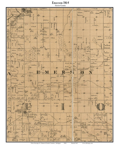 Emerson, Michigan 1864 Old Town Map Custom Print - Gratiot Co.