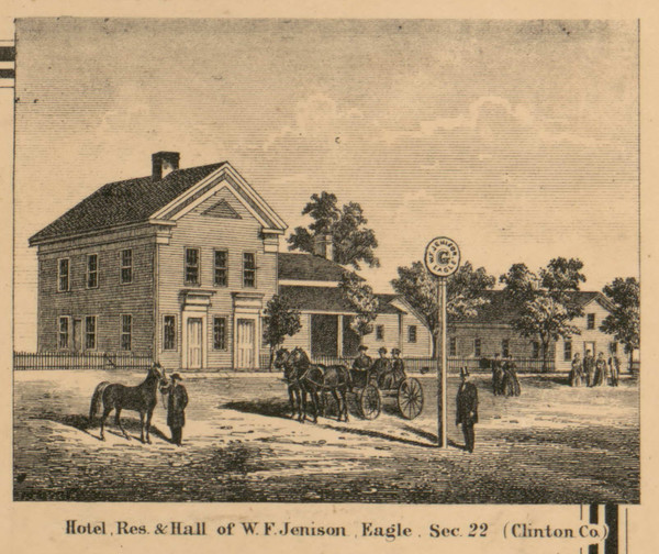 Jenison Hotel and Residence, Eagle, Michigan 1864 Old Town Map Custom Print - Clinton Co. Jenison Hotel and Residence, Eagle, Michigan 1864 Old Town Map Custom Print - Clinton Co.