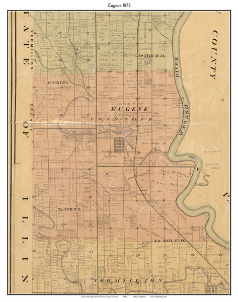 Eugene, Indiana 1872 Old Town Map Custom Print - Vermillion Co.
