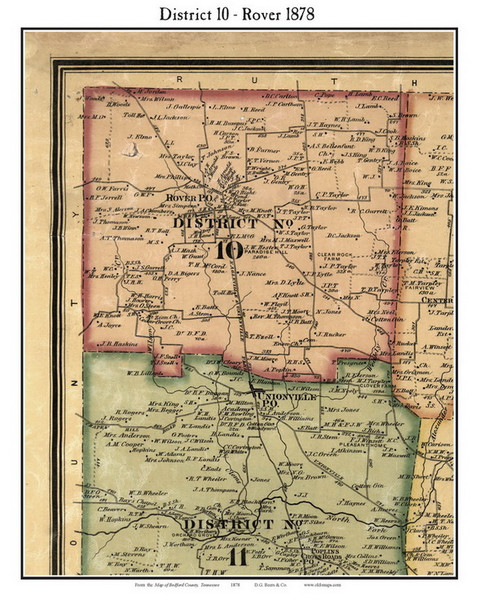 District 10 - Rover, Bedford Co. Tennessee 1878 Old Town Map Custom Print Bedford Co. District 10 - Rover, Bedford Co. Tennessee 1878 Old Town Map Custom Print Bedford Co.