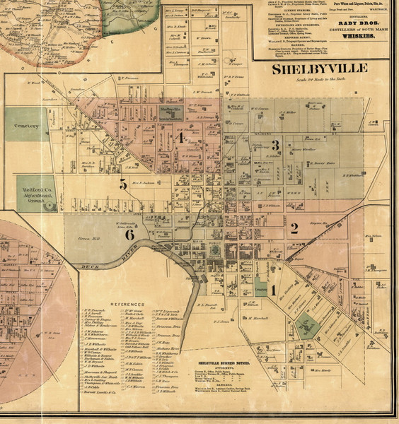 Shelbyville Village, District 7, Bedford Co. Tennessee 1878 Old Town Map Custom Print Bedford Co.