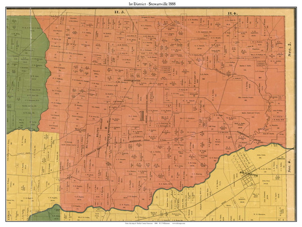 District 1 - Stewartville, Tennessee 1888 Old Town Map Custom Print Shelby Co.