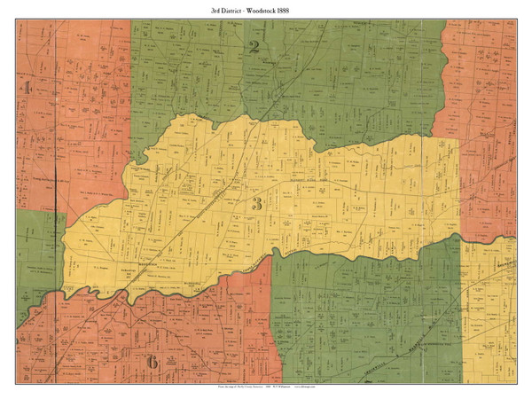 District 3 - Woodstock, Tennessee 1888 Old Town Map Custom Print Shelby Co.