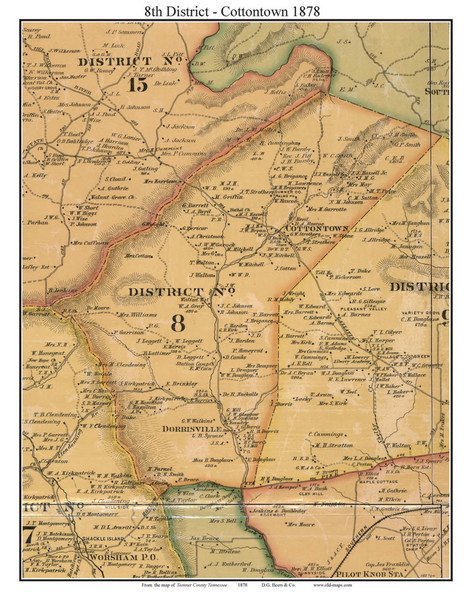 District 8 - Cottontown - Dorrisville, Tennessee 1878 Old Town Map Custom Print Sumner Co. District 8 - Cottontown - Dorrisville, Tennessee 1878 Old Town Map Custom Print Sumner Co.