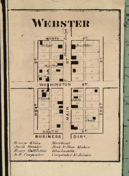 Webster Village, Tippecanoe, Indiana 1866 Old Town Map Custom Print - Kosciusko Co.