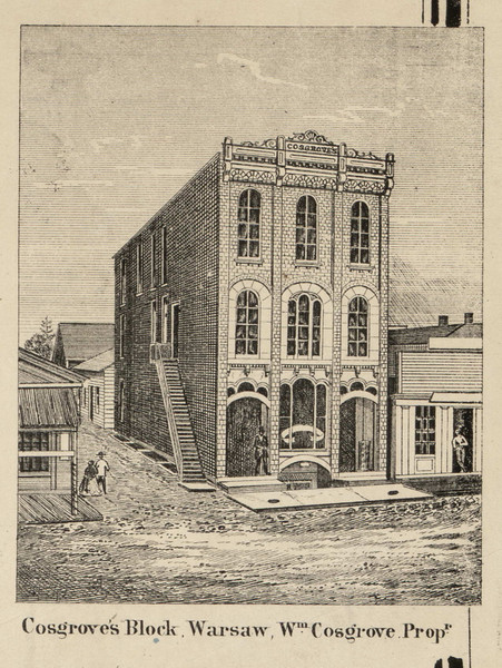Cosgrove Block, Warsaw, Wayne, Indiana 1866 Old Town Map Custom Print - Kosciusko Co. Cosgrove Block, Warsaw, Wayne, Indiana 1866 Old Town Map Custom Print - Kosciusko Co.