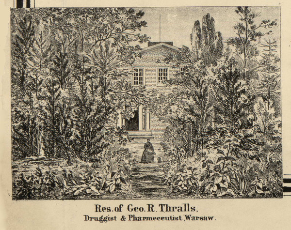 Thralls Residence, Warsaw, Wayne, Indiana 1866 Old Town Map Custom Print - Kosciusko Co.
