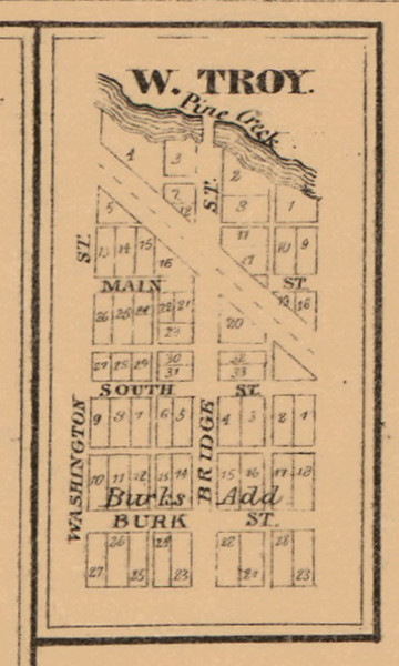 West Troy, Indiana 1863 Old Town Map Custom Print - St. Joseph Co. West Troy, Indiana 1863 Old Town Map Custom Print - St. Joseph Co.