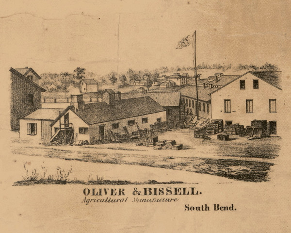 Oliver & Bissell, Indiana 1863 Old Town Map Custom Print - St. Joseph Co.