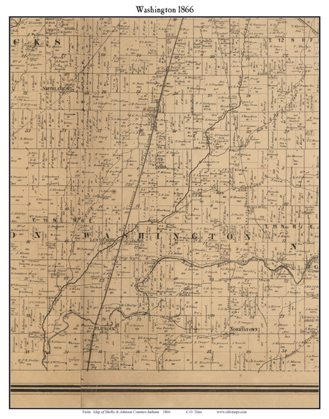 Washington, Indiana 1866 Old Town Map Custom Print - Shelby Co.