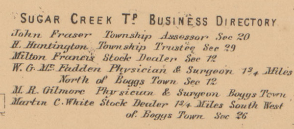 Business Directory, Sugar Creek, Indiana 1866 Old Town Map Custom Print - Shelby Co. Business Directory, Sugar Creek, Indiana 1866 Old Town Map Custom Print - Shelby Co.