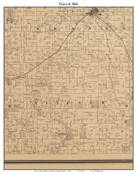 Nineveh, Indiana 1866 Old Town Map Custom Print - Johnson Co.