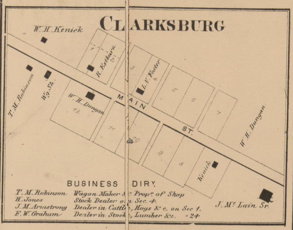 Clarksburg, Clark, Indiana 1866 Old Town Map Custom Print - Johnson Co.