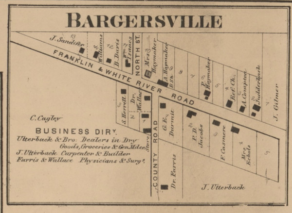Bargersville, White River, Indiana 1866 Old Town Map Custom Print - Johnson Co.