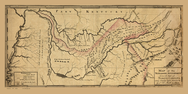 Tennessee 1795A Smith - Old State Map Reprint