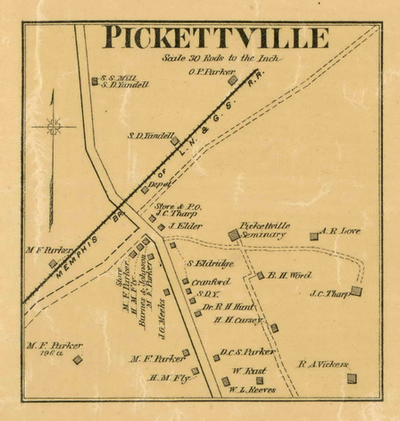Pickettville (Gibson) Village, District 18, Tennessee 1877 Old Town Map Custom Print Gibson Co. Pickettville (Gibson) Village, District 18, Tennessee 1877 Old Town Map Custom Print Gibson Co.