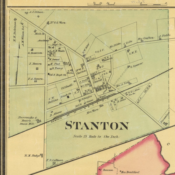 Stanton Village, District 3, Tennessee 1877 Old Town Map Custom Print Haywood Co.