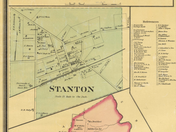 Stanton Village Business Directory, District 3, Tennessee 1877 Old Town Map Custom Print Haywood Co.